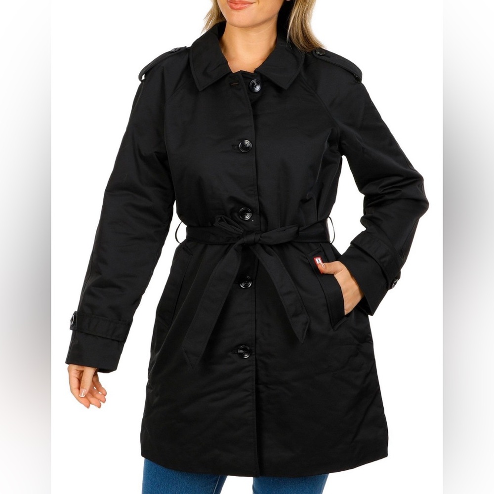 Hunter Stacey Women’s Black Belted Water Resistant Trench Coat-NWT